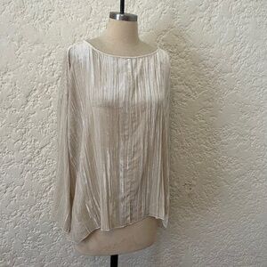 Forte Forte Pleated Cream Velvet Silk Blend Long Sleeve Top Size 1 (small)